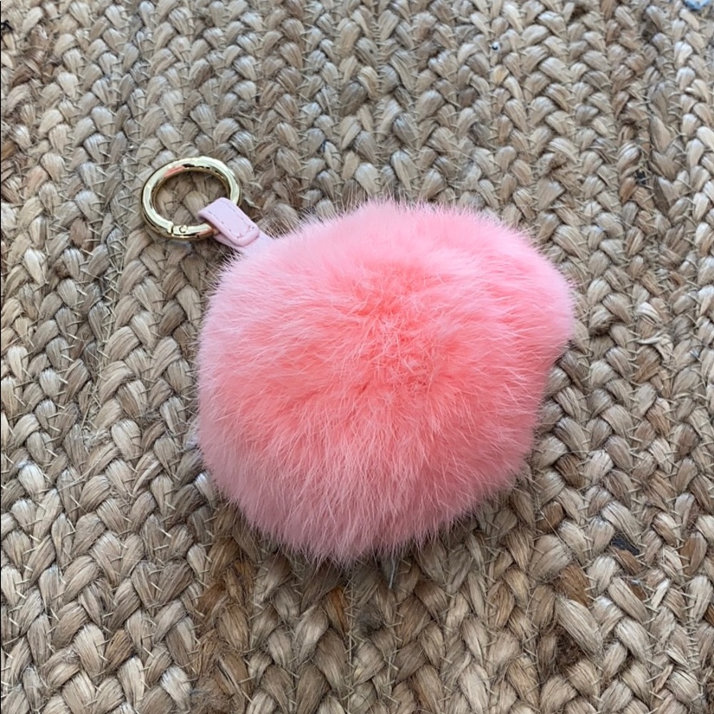 Cute pink rabbit fur pom pom charm💗